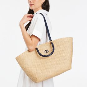 Waterproof Raffia Bamboo Tote Bag | Mark and Graham