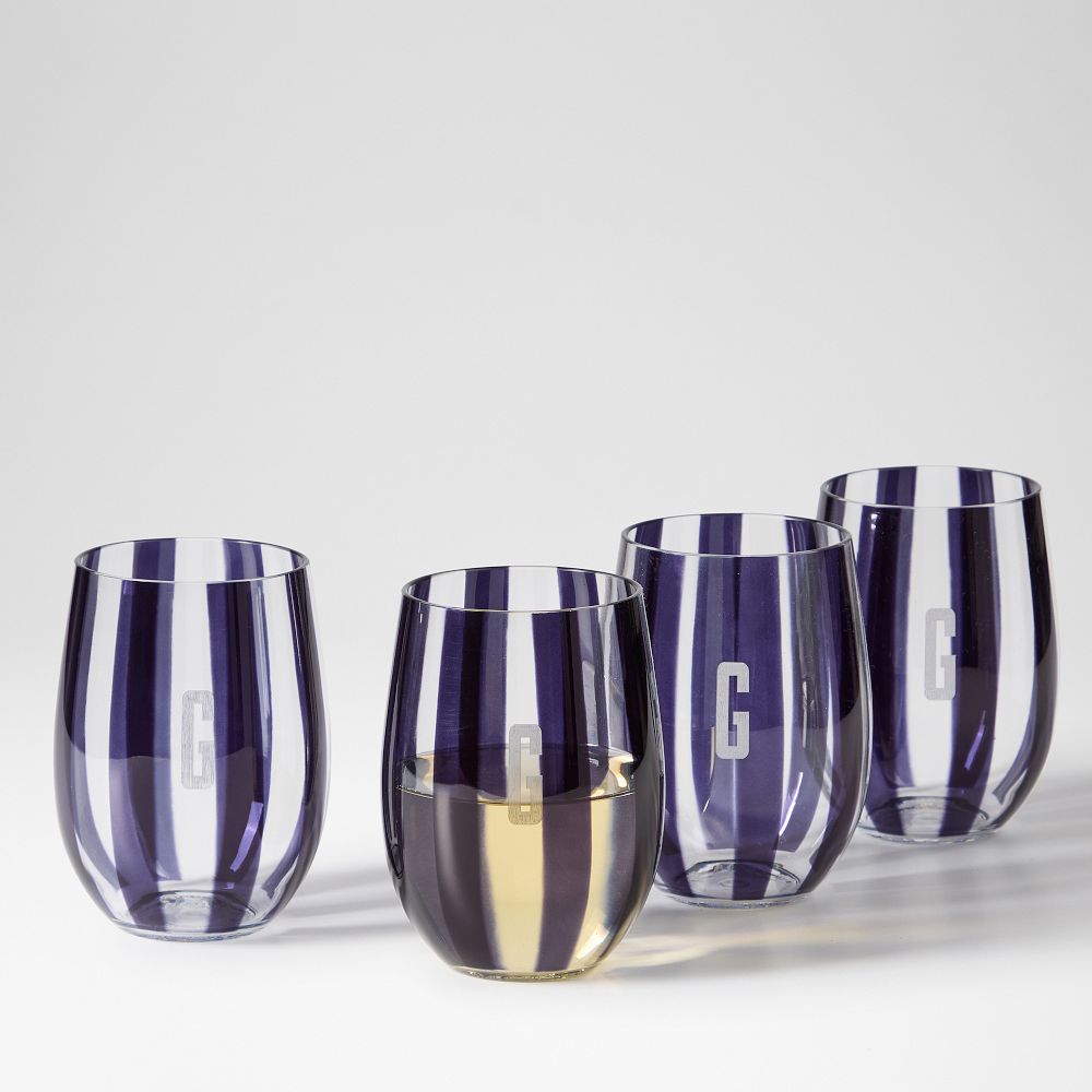 Striped Acrylic Stemless Wine Glasses