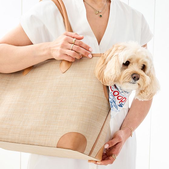 Montauk Raffia Dog Carrier Tote