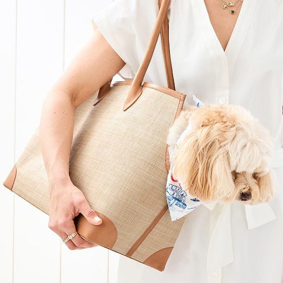 Montauk Raffia Dog Carrier Tote