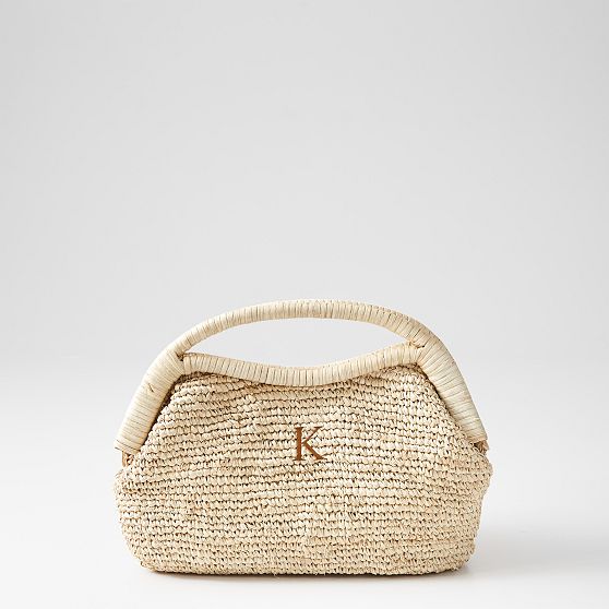 Handwoven Raffia Top-Handle Clutch