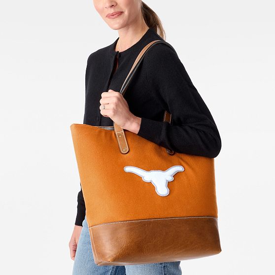 Leather and Wool Collegiate Tote