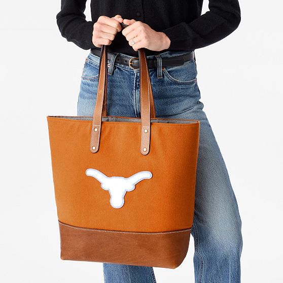Leather and Wool Collegiate Tote