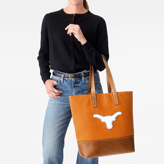 Leather and Wool Collegiate Tote