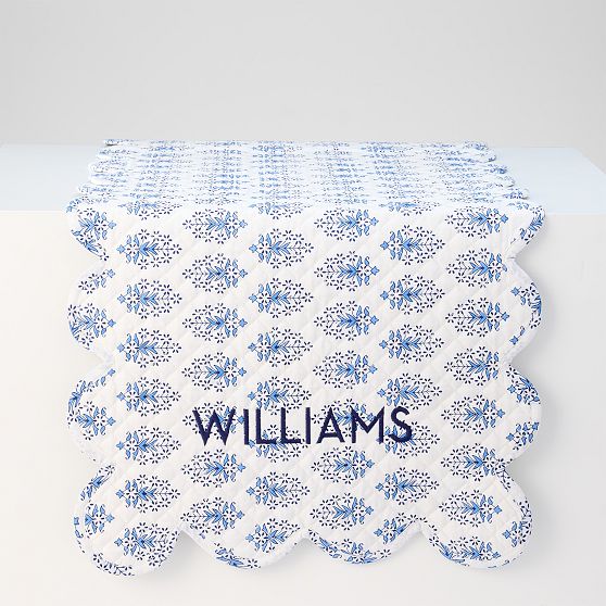 Block Print Scalloped Table Runner