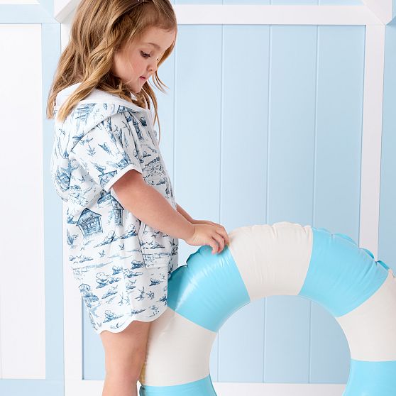Nantucket Toile Kids Zip-Up Cover Up