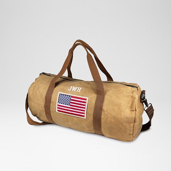 Waxed Canvas American Flag Duffle Bag