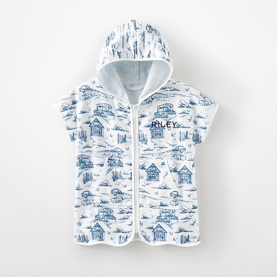 Nantucket Toile Kids Zip-Up Cover Up