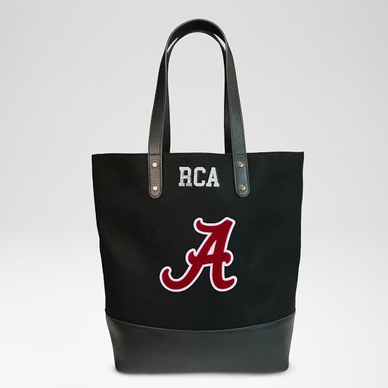 Leather and Wool Collegiate Tote