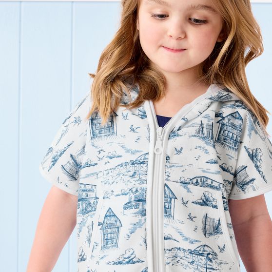 Nantucket Toile Kids Zip-Up Cover Up