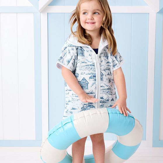 Nantucket Toile Kids Zip-Up Cover Up