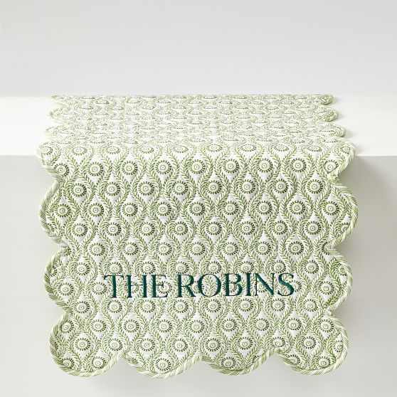 Block Print Scalloped Table Runner