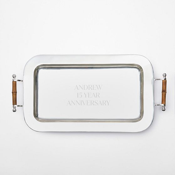 Silver and Bamboo Serving Tray