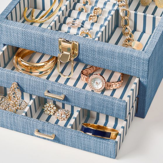 Montauk Raffia Trunk Jewelry Box