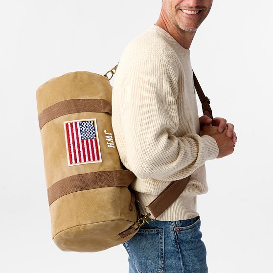 Waxed Canvas American Flag Duffle Bag
