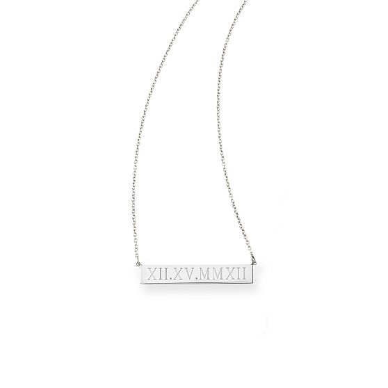 Leigh Bar Necklace, Roman Numerals