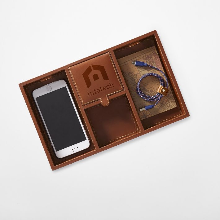 Rustic Leather Tech Catchall Tray | Personalized Tray | Mark and