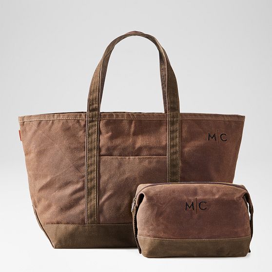Waxed Canvas Tote and Pouch Set