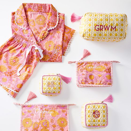 Block Print Quilted Travel Jewelry Storage