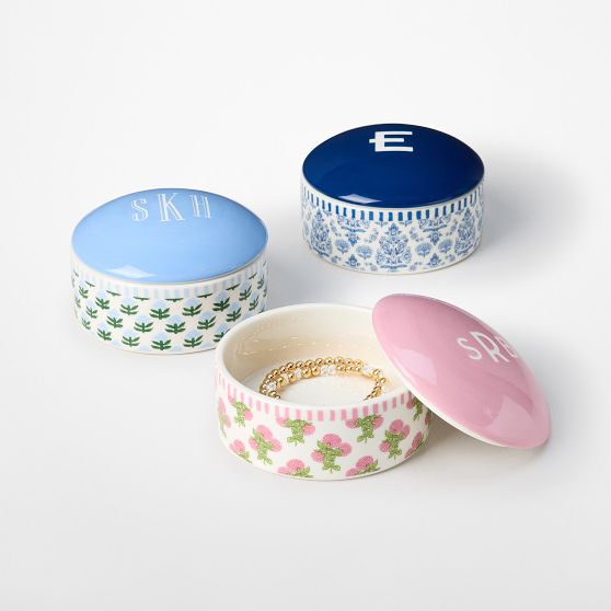 Block Print Ceramic Trinket Box