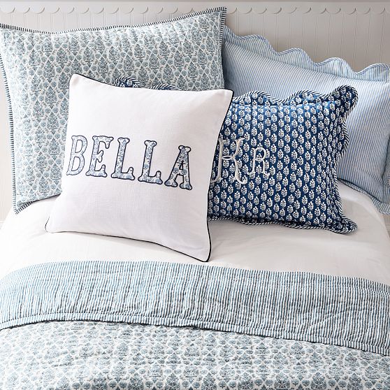 Block Print Scalloped Lumbar Pillow