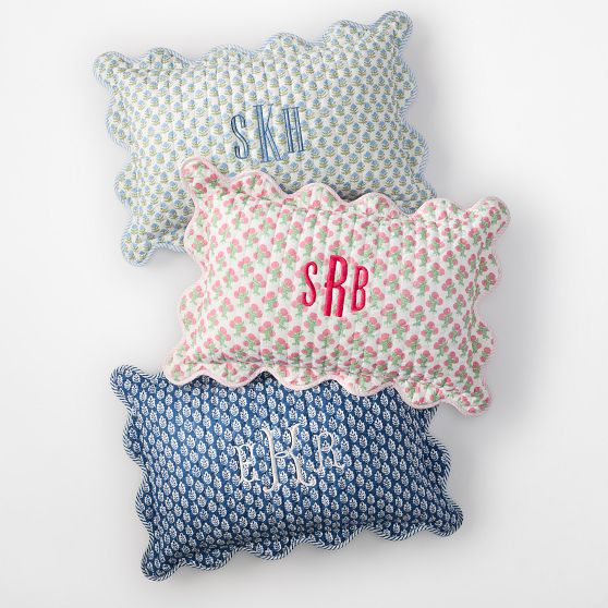 Block Print Scalloped Lumbar Pillow