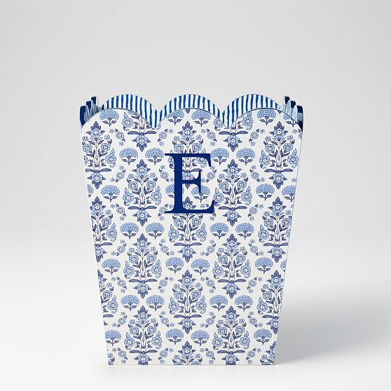 Block Print Scalloped Waste Bin