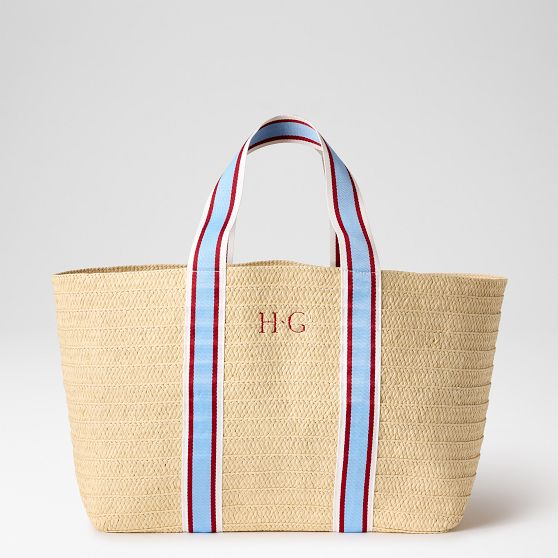 Heart Embroidered Oversized Straw Beach Tote | Mark and Graham