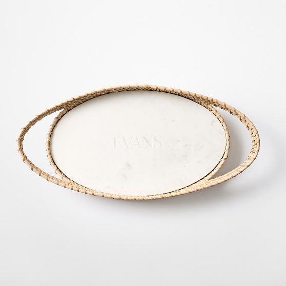 Marble and Rattan 2-in-1 Serving Set