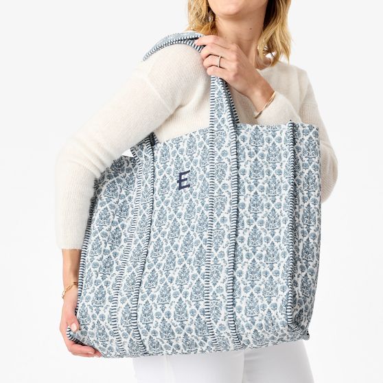 Block Print Quilted Oversized Tote