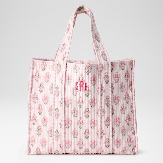 Block Print Quilted Oversized Tote