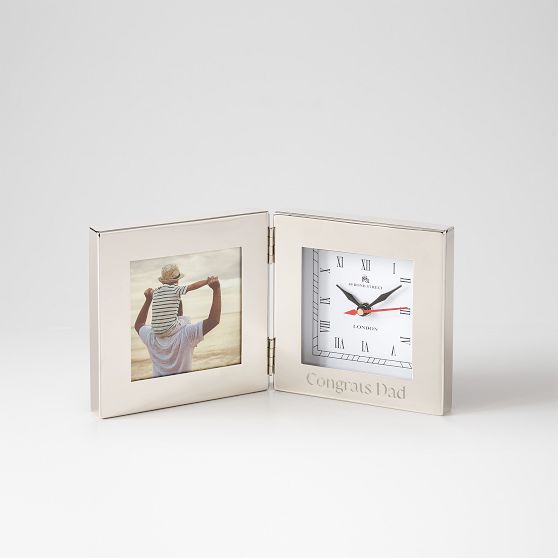 Classic Silver Clock and Photo Frame