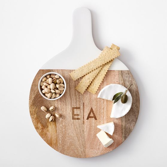 Wood and Enamel Round Handled Cheese Board​