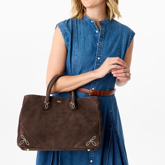 Elisabetta Embroidered Suede Handbag