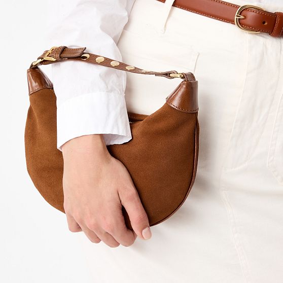 Italian Suede Crescent Handbag