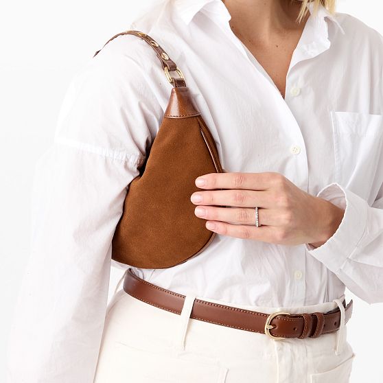 Italian Suede Crescent Handbag