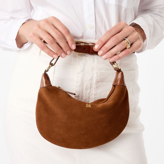 Italian Suede Crescent Handbag