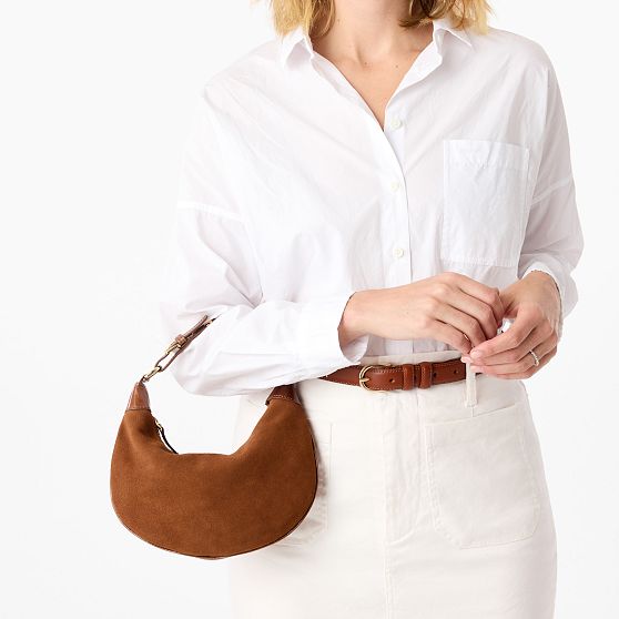 Italian Suede Crescent Handbag
