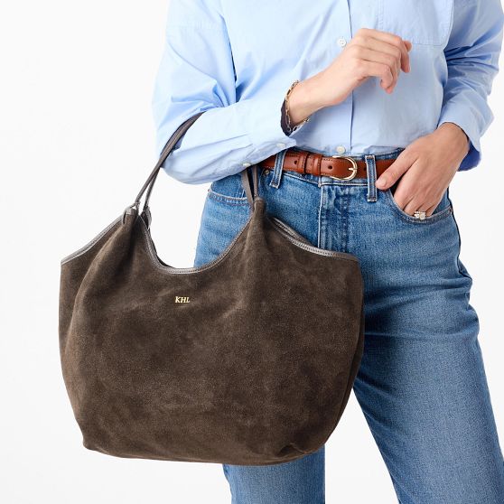 Livia Italian Suede Zip-Top Tote