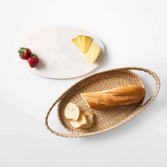 Marble and Rattan 2-in-1 Serving Set