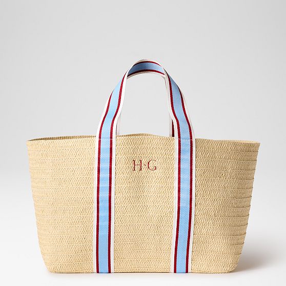 Oversized Ribbon Straw Beach Tote