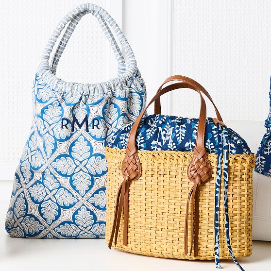 Wicker and Leather Bag