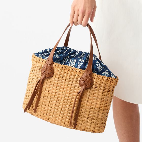 Wicker and Leather Bag