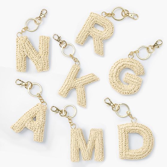 Initial Raffia Keychain