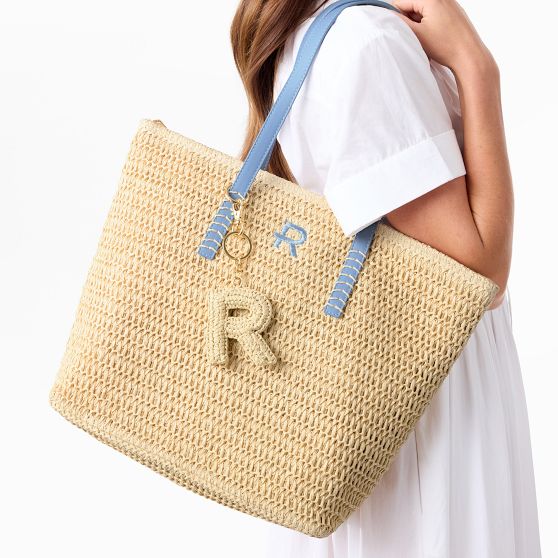 Initial Raffia Keychain