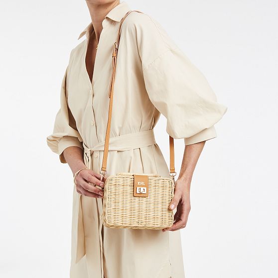 Wicker and Leather Crossbody
