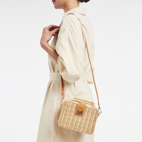 Wicker and Leather Crossbody