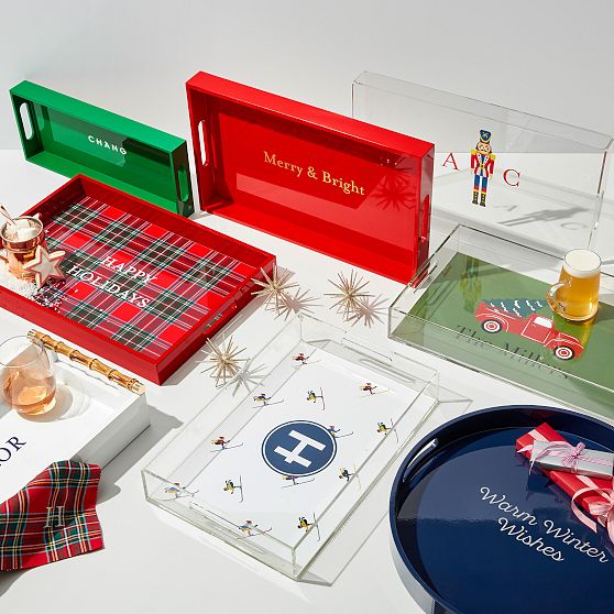 Plaid Printed Lacquer Tray