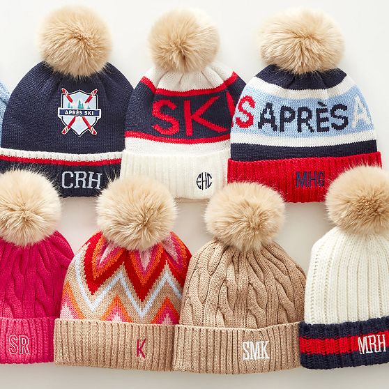 Striped Cuff Pom Pom Hat