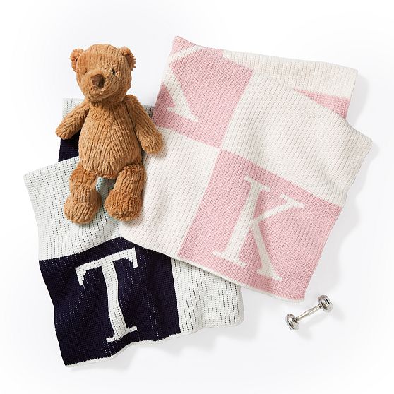 Initial Block Baby Crib Blanket